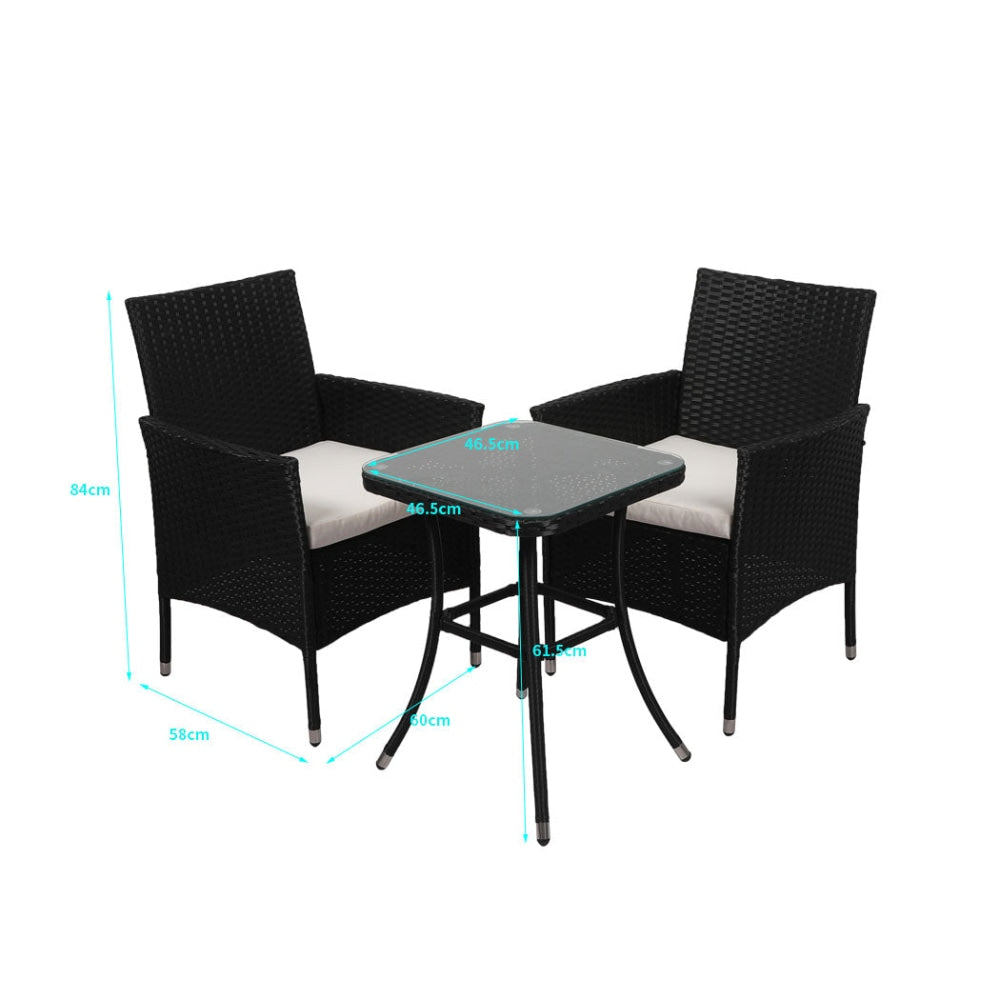 Levede 3 Pcs Outdoor Furniture Set Chair Table Patio Garden Rattan Seat Setting Sets Fast shipping On sale