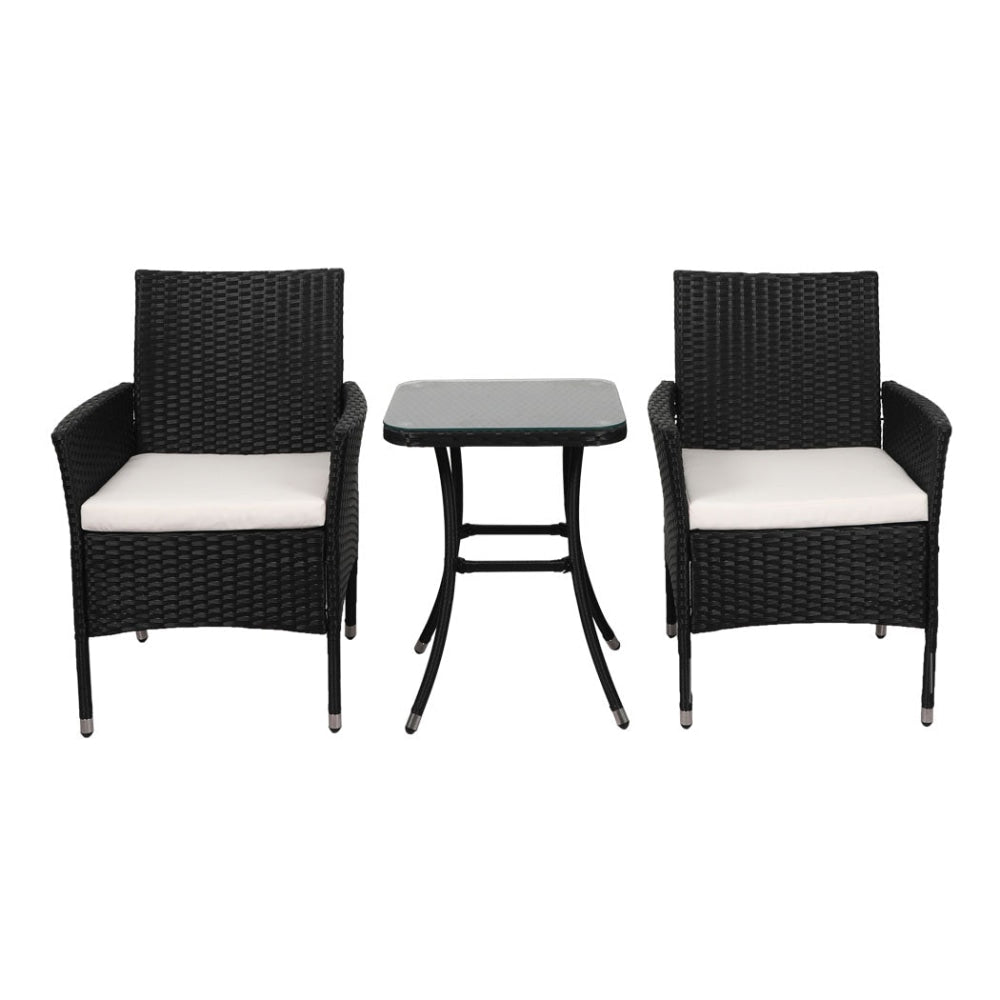 Levede 3 Pcs Outdoor Furniture Set Chair Table Patio Garden Rattan Seat Setting Sets Fast shipping On sale