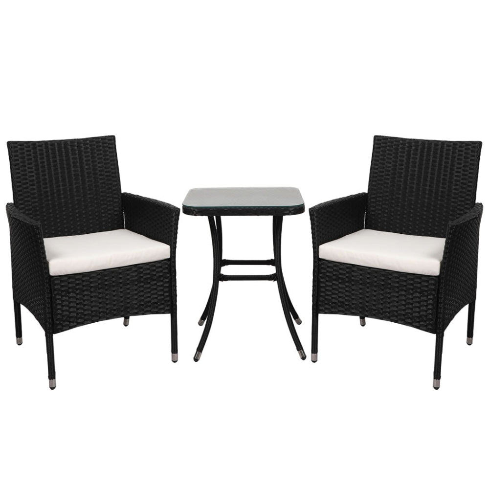 Levede 3 Pcs Outdoor Furniture Set Chair Table Patio Garden Rattan Seat Setting Sets Fast shipping On sale