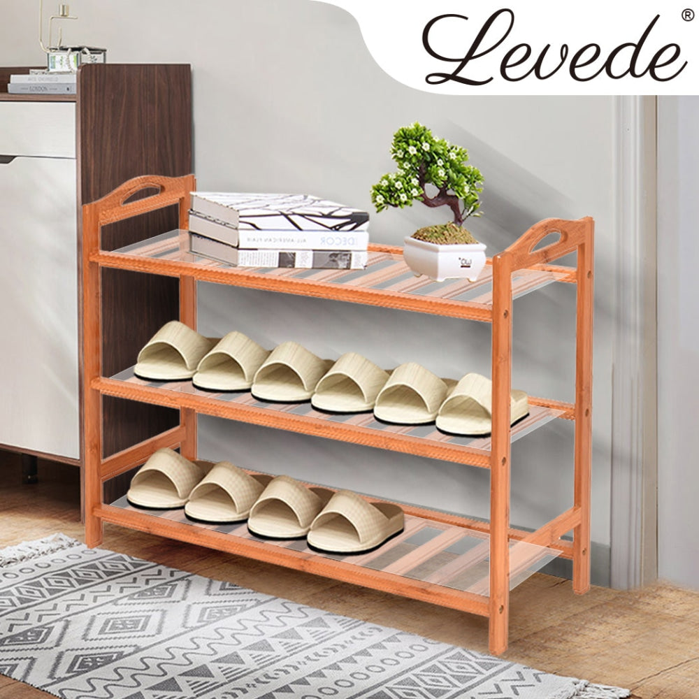 Levede 3 Tiers Bamboo Shoe Rack Storage Organizer Wooden Shelf Stand Shelves Cabinet Fast shipping On sale