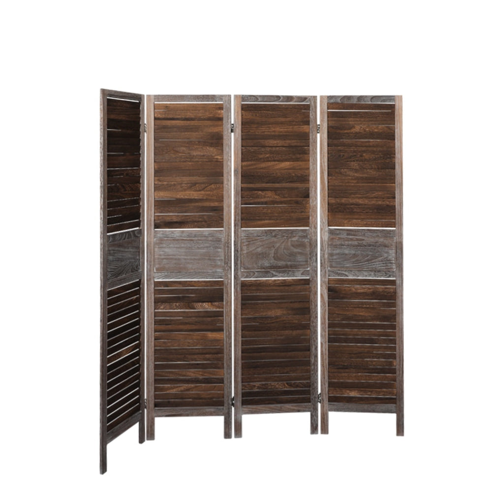 Levede 4 Panel Room Divider Folding Screen Privacy Dividers Stand Wood Brown Fast shipping On sale