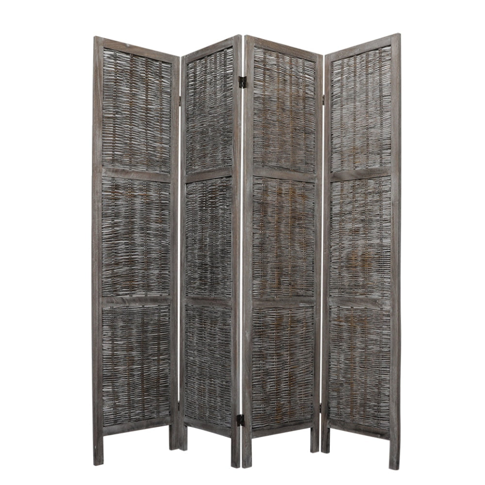 Levede 4 Panels Room Divider Screen Privacy Rattan Timber Fold Woven Grey Fast shipping On sale