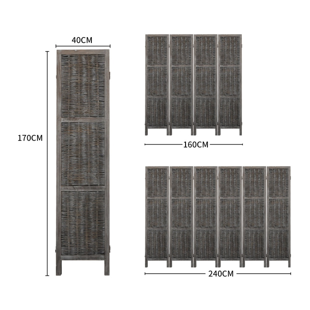 Levede 4 Panels Room Divider Screen Privacy Rattan Timber Fold Woven Grey Fast shipping On sale