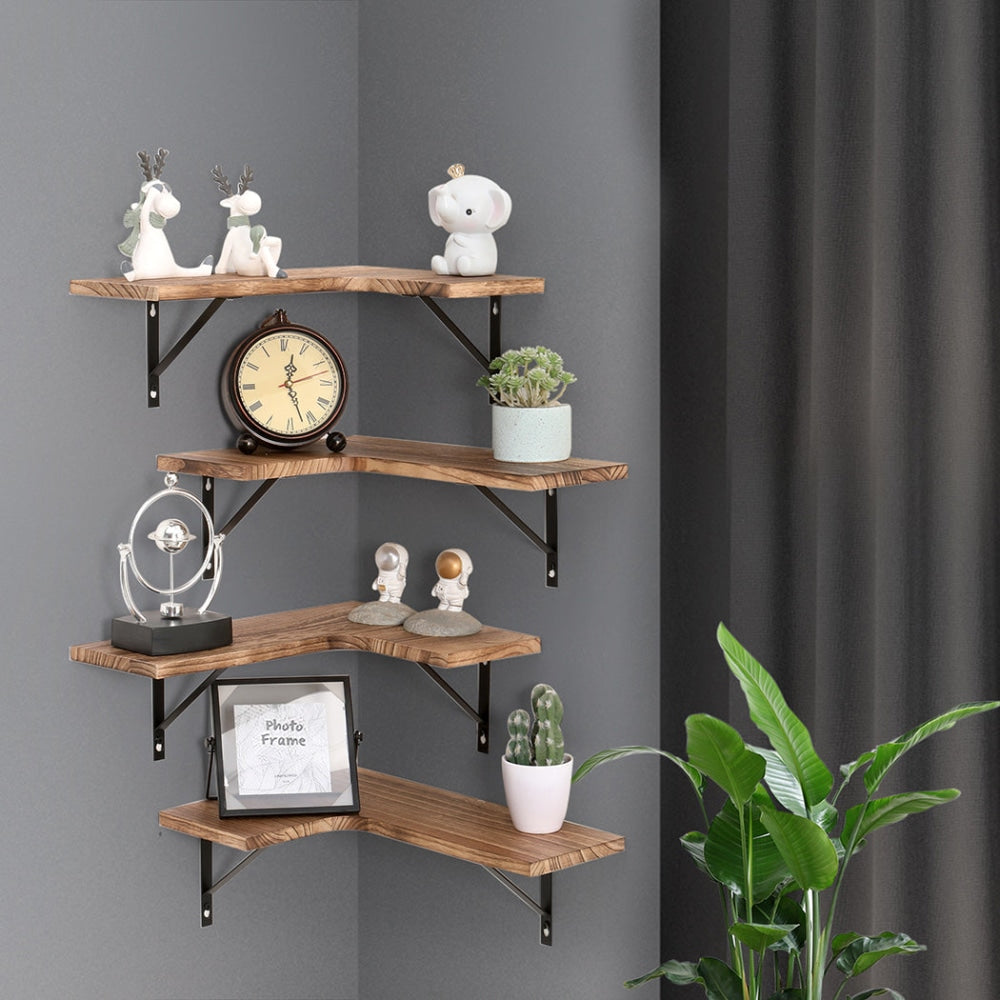 Levede 4 Pcs Floating Shelves Corner Shelf Wall Mounted Storage Wooden Display Bookcase Fast shipping On sale