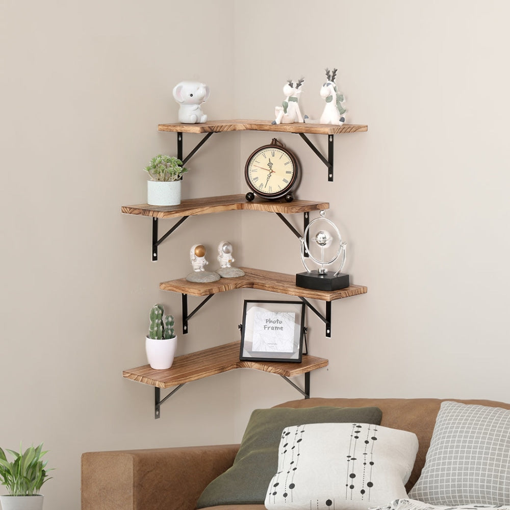 Levede 4 Pcs Floating Shelves Corner Shelf Wall Mounted Storage Wooden Display Bookcase Fast shipping On sale