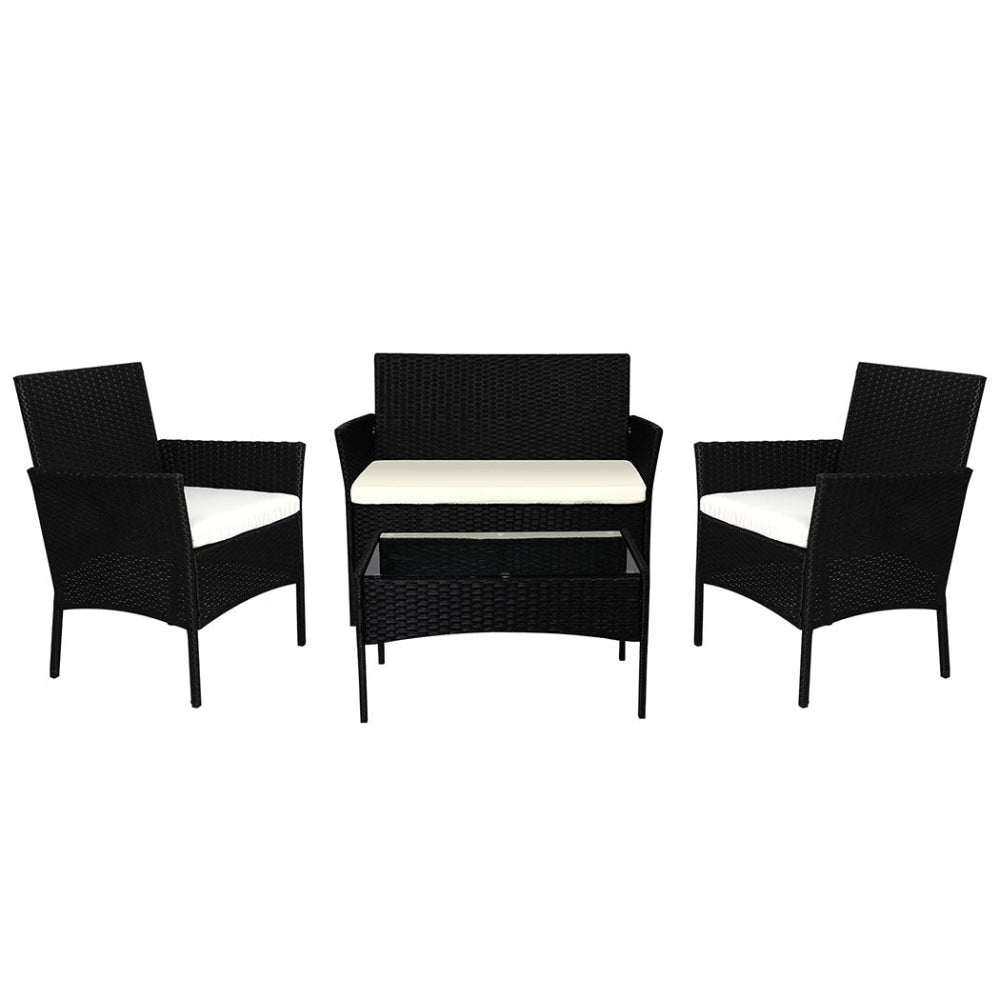 Levede 4 PCS Outdoor Furniture Setting Patio Garden Table Chairs Set Wicker Seat Sets Fast shipping On sale