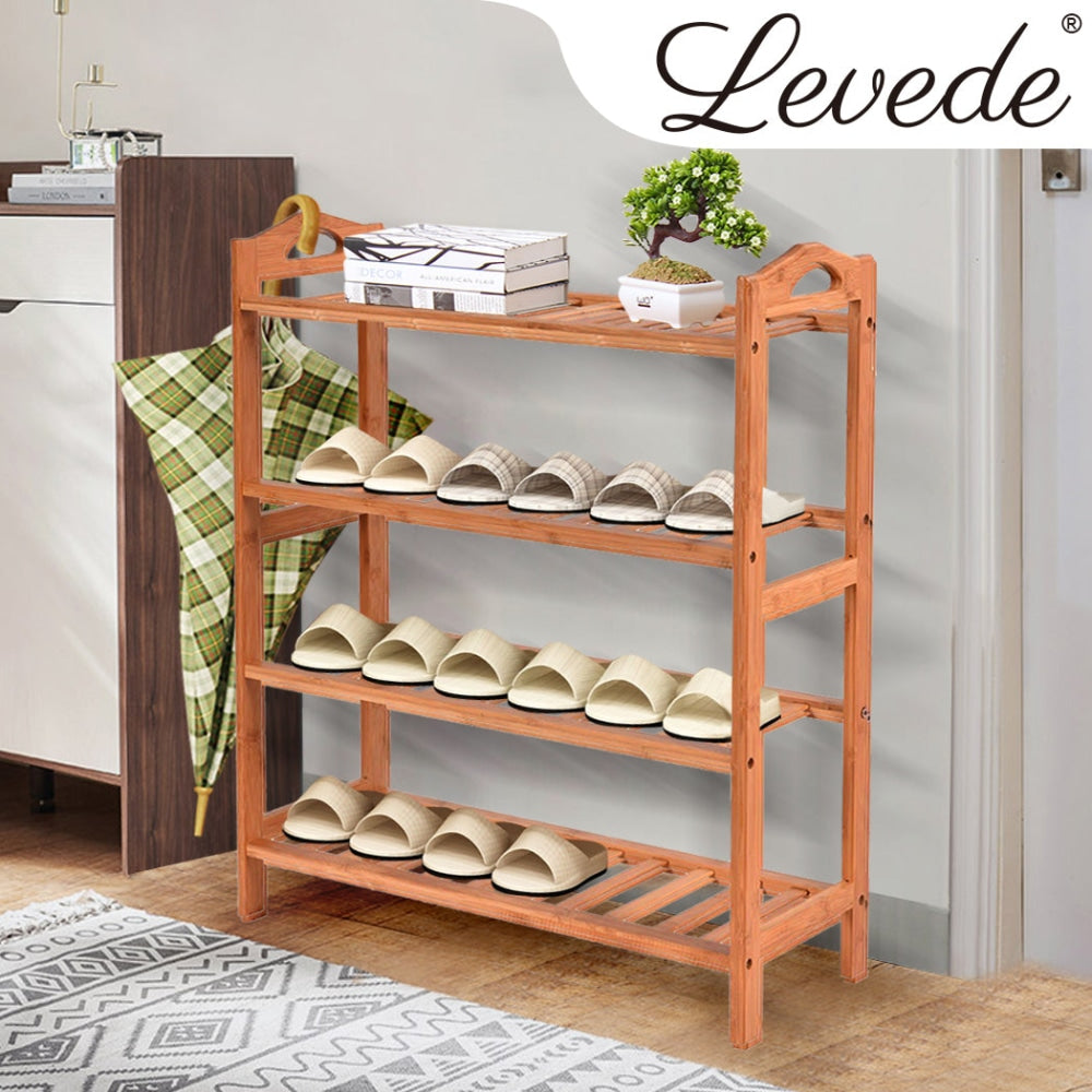 Levede 4 Tiers Bamboo Shoe Rack Storage Organizer Wooden Shelf Stand Shelves Cabinet Fast shipping On sale