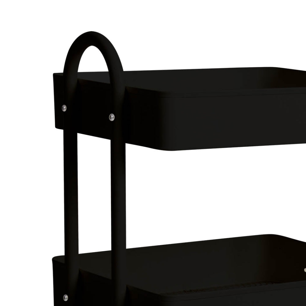 Levede 4 Tiers Kitchen Trolley Cart Steel Storage Rack Shelf Organiser Black Fast shipping On sale