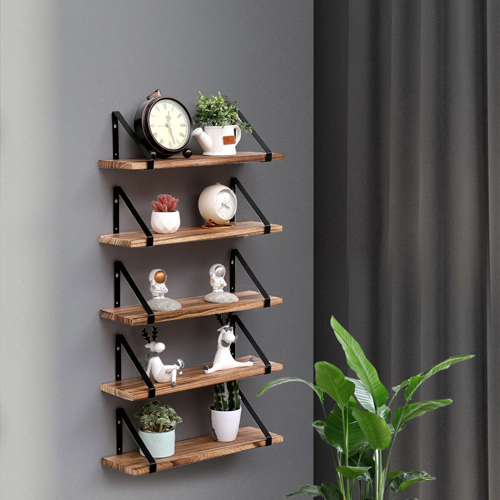 Levede 5 Pcs Floating Shelves Hung Shelf Wall Mounted Storage Wooden Display Bookcase Fast shipping On sale