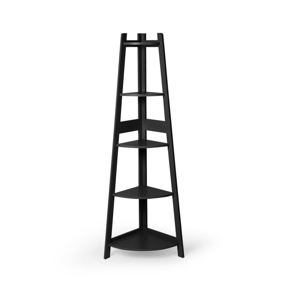Levede 5 Tier Corner Shelf Wooden Storage Home Display Rack Plant Stand Black Bookcase Fast shipping On sale