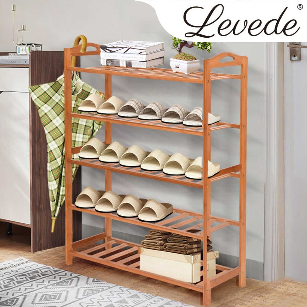 Levede 5 Tiers Bamboo Shoe Rack Storage Organizer Wooden Shelf Stand Shelves Cabinet Fast shipping On sale