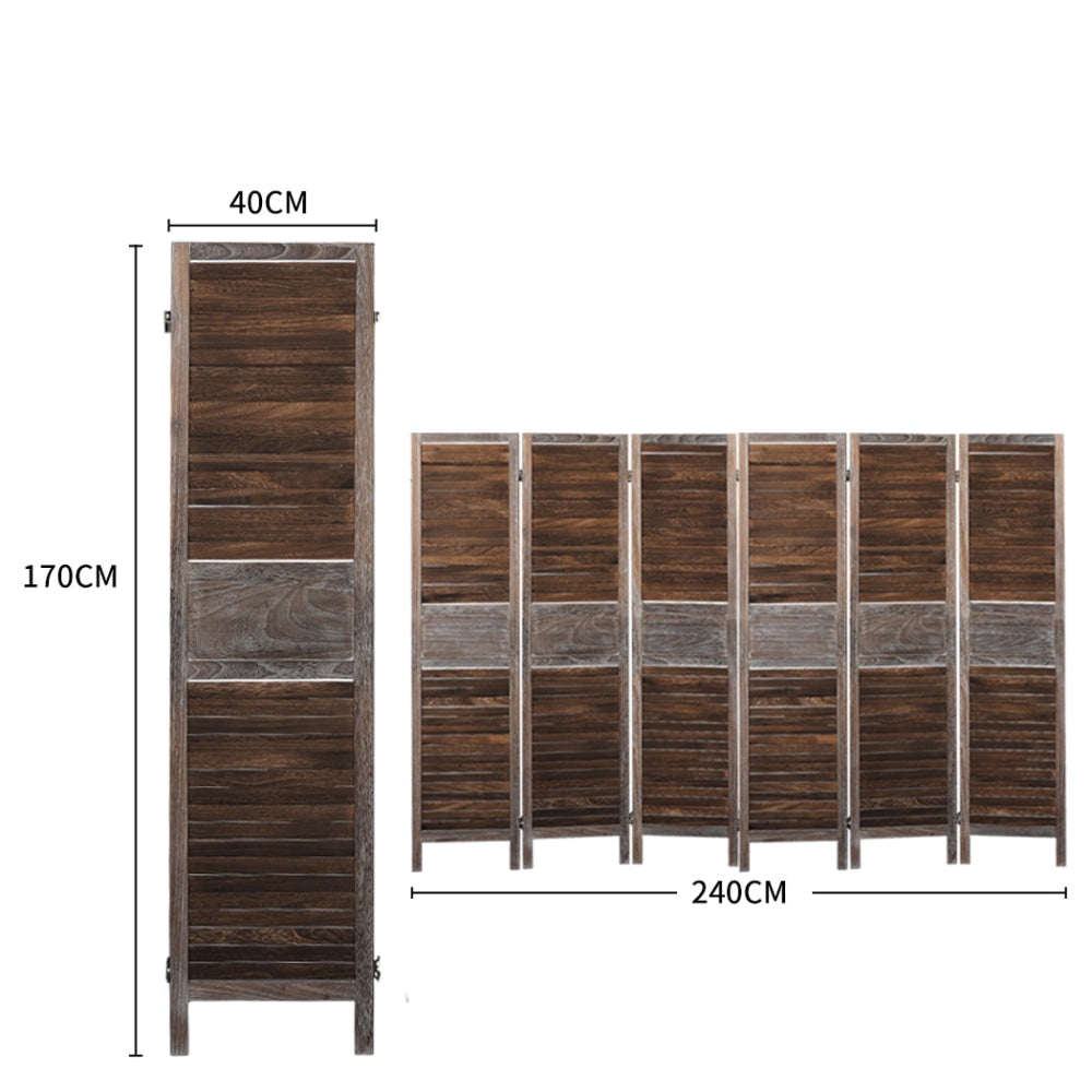 Levede 6 Panel Room Divider Folding Screen Privacy Dividers Stand Wood Brown Fast shipping On sale