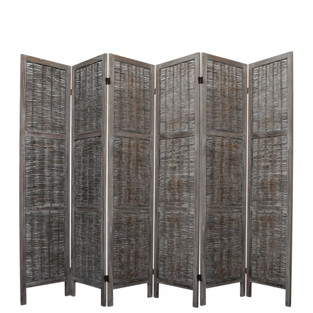 Levede 6 Panels Room Divider Screen Privacy Rattan Timber Fold Woven Grey Fast shipping On sale