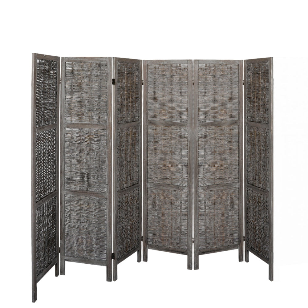 Levede 6 Panels Room Divider Screen Privacy Rattan Timber Fold Woven Grey Fast shipping On sale