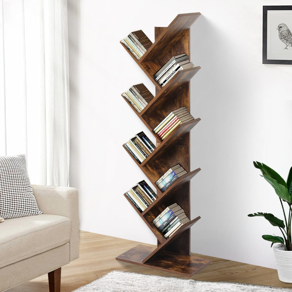 Levede 8-Tier Bookshelf Wooden Tree Bookcase Storage Home Decor Display Stand Fast shipping On sale