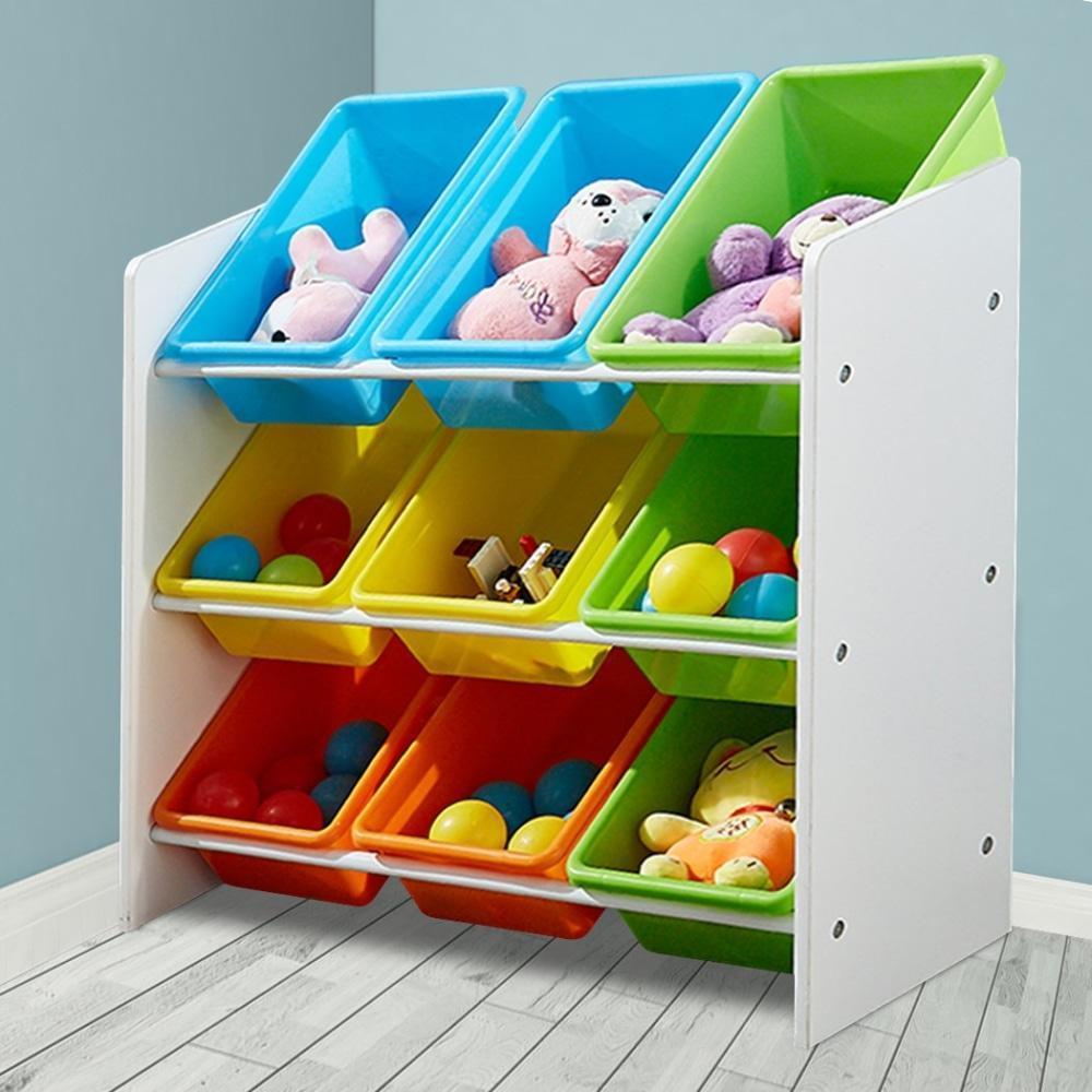 Levede 9 Bins Kids Toy Box Bookshelf Organiser Display Shelf Storage Rack Drawer Furniture Fast shipping On sale