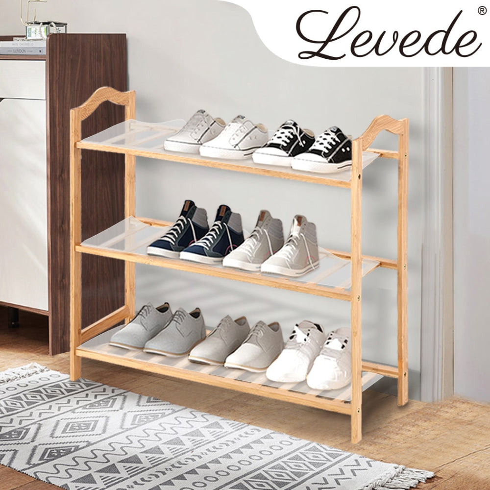 Levede Bamboo Shoe Rack Storage Wooden Organizer Shelf Stand 3 Tiers Layers 70cm Cabinet Fast shipping On sale