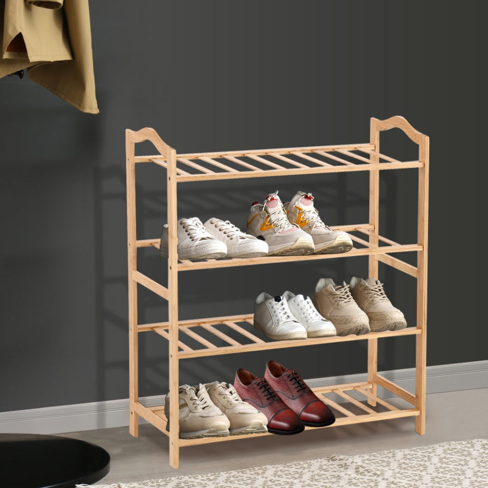 Levede Bamboo Shoe Rack Storage Wooden Organizer Shelf Stand 4 Tiers Layers 80cm Cabinet Fast shipping On sale