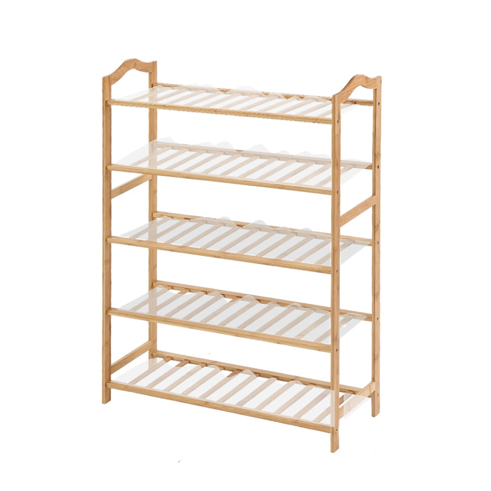 Levede Bamboo Shoe Rack Storage Wooden Organizer Shelf Stand 5 Tiers Layers 70cm Cabinet Fast shipping On sale