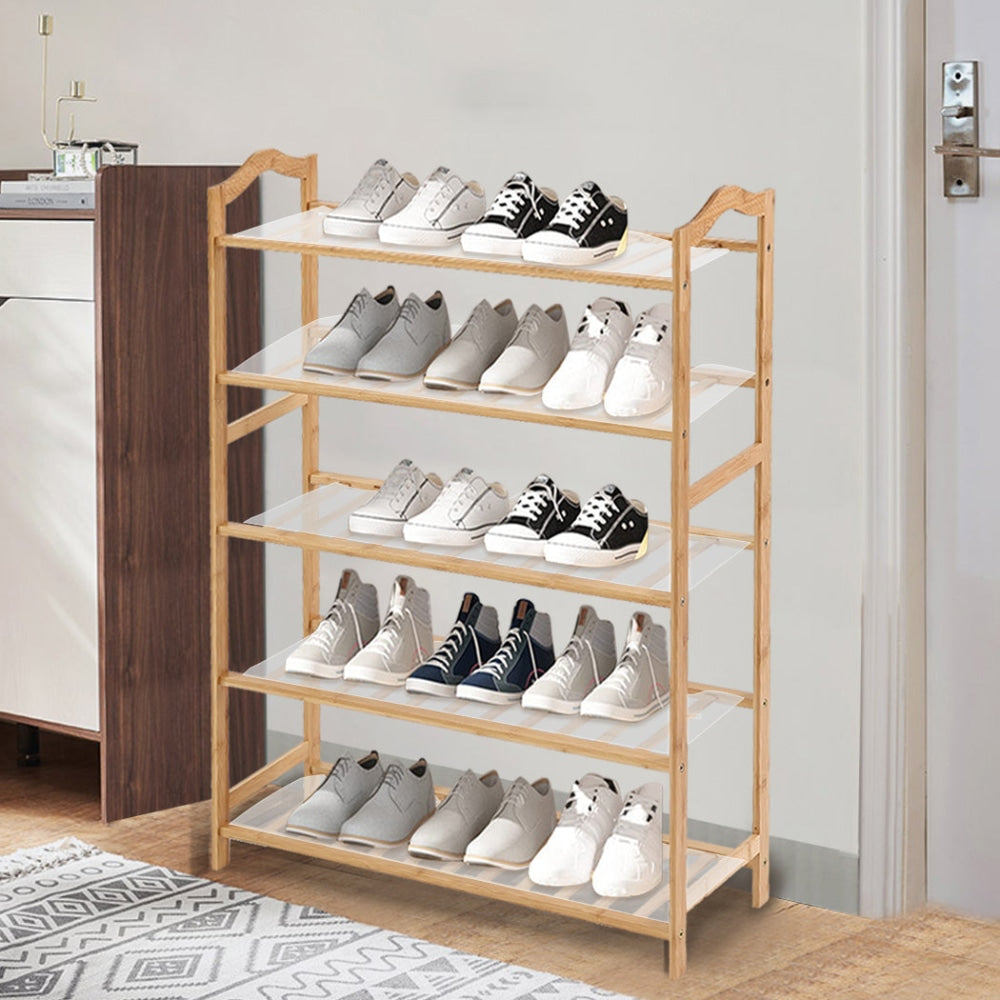 Levede Bamboo Shoe Rack Storage Wooden Organizer Shelf Stand 5 Tiers Layers 70cm Cabinet Fast shipping On sale