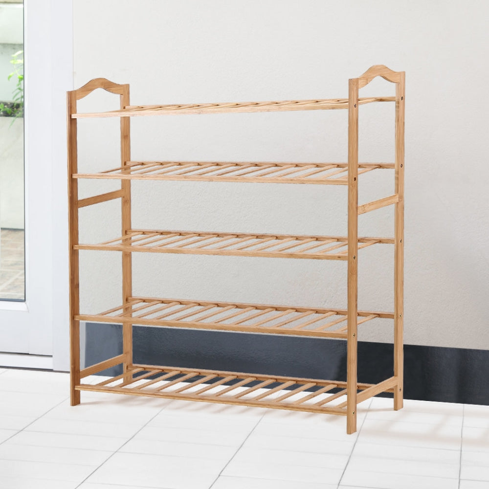 Levede Bamboo Shoe Rack Storage Wooden Organizer Shelf Stand 5 Tiers Layers 80cm Cabinet Fast shipping On sale