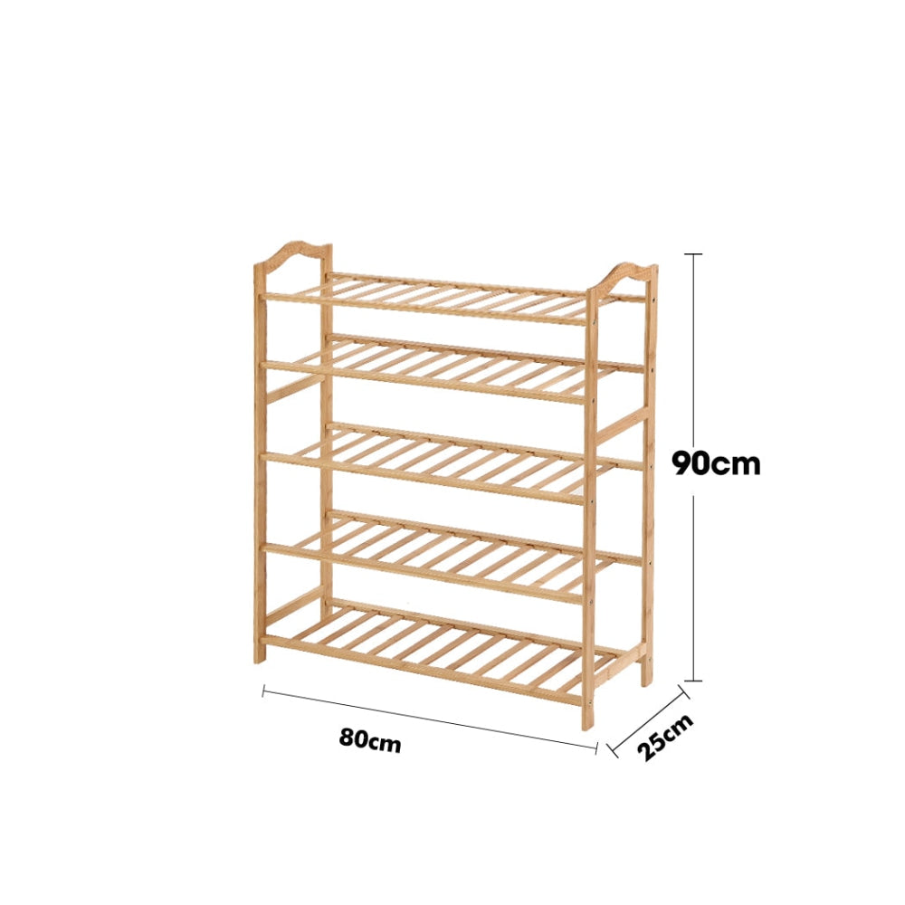 Levede Bamboo Shoe Rack Storage Wooden Organizer Shelf Stand 5 Tiers Layers 80cm Cabinet Fast shipping On sale