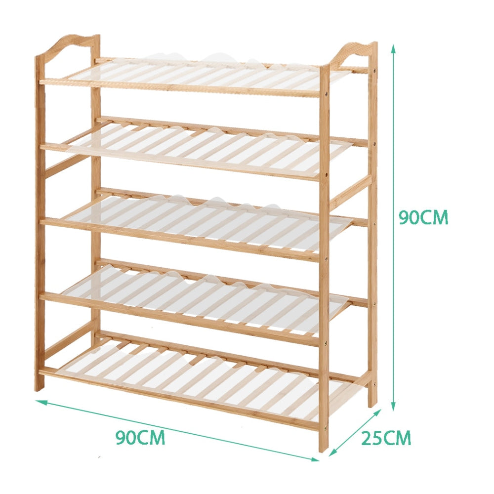 Levede Bamboo Shoe Rack Storage Wooden Organizer Shelf Stand 5 Tiers Layers 90cm Cabinet Fast shipping On sale