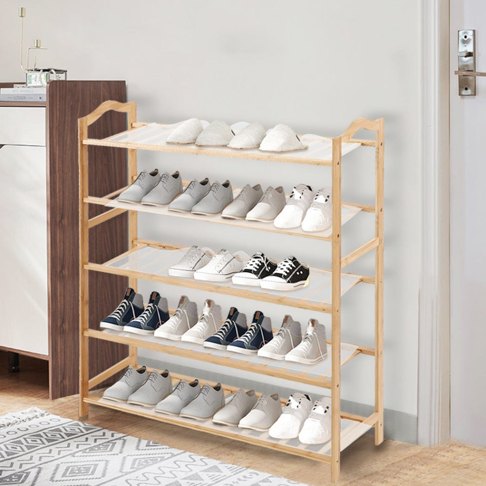 Levede Bamboo Shoe Rack Storage Wooden Organizer Shelf Stand 5 Tiers Layers 90cm Cabinet Fast shipping On sale