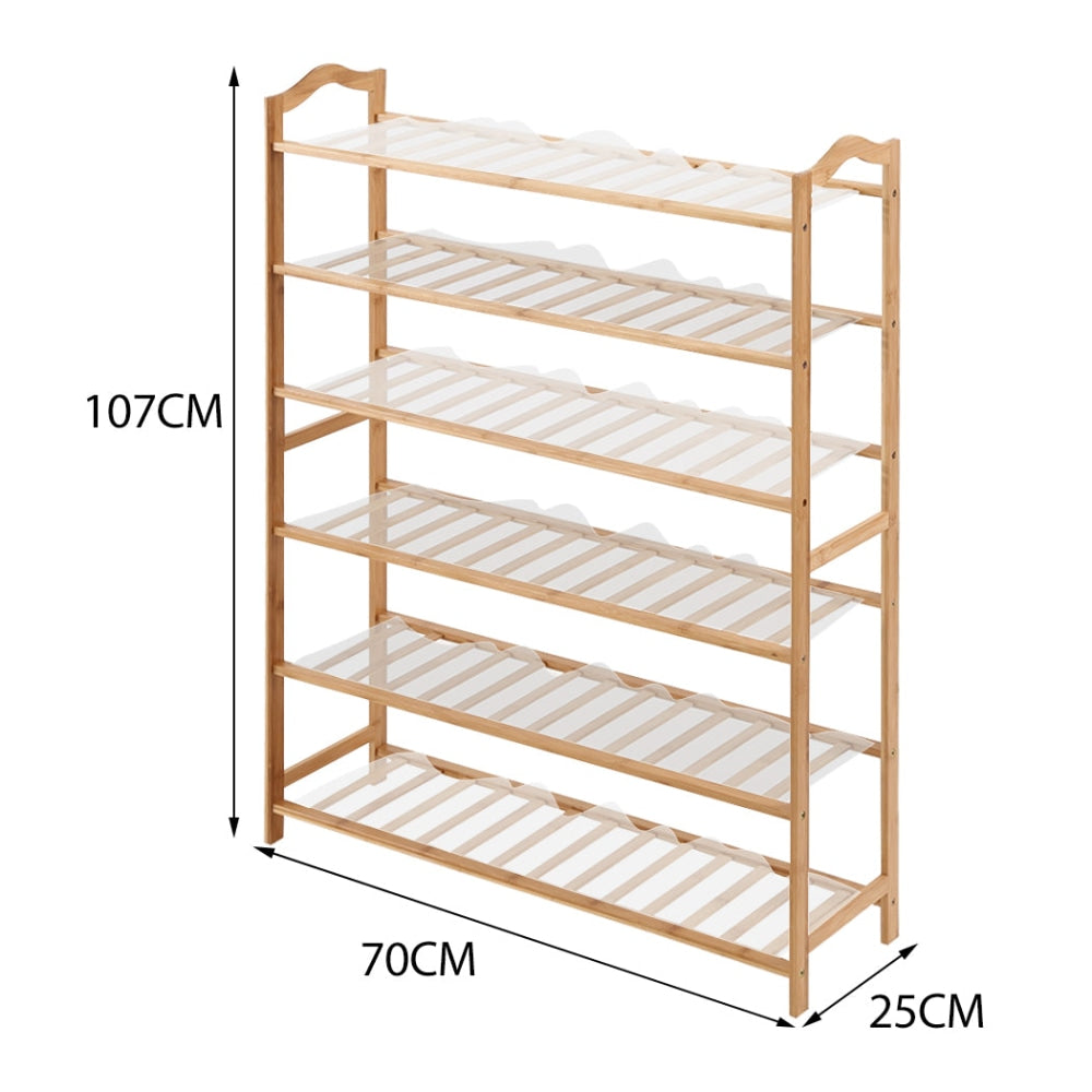 Levede Bamboo Shoe Rack Storage Wooden Organizer Shelf Stand 6 Tiers Layers 70cm Cabinet Fast shipping On sale