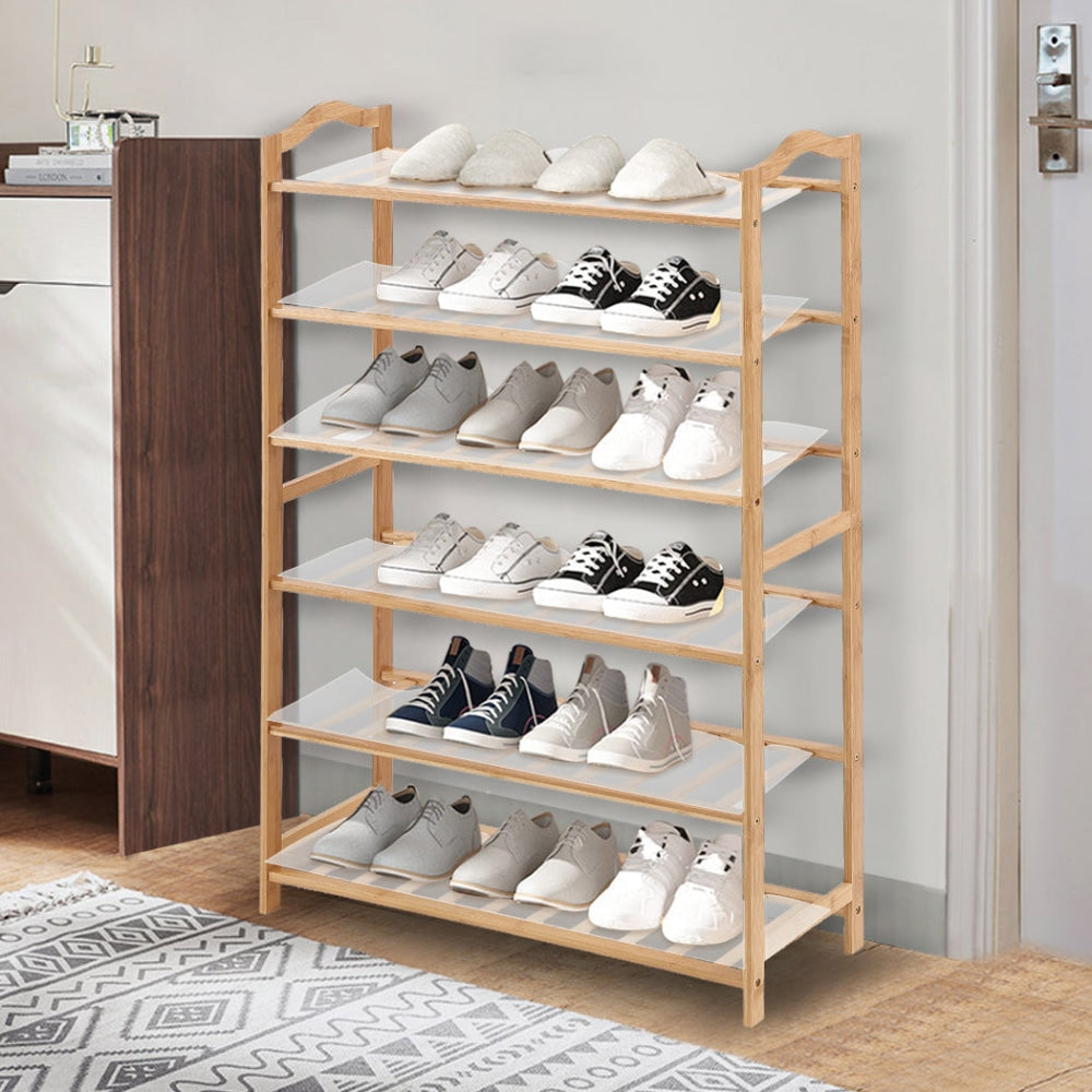 Levede Bamboo Shoe Rack Storage Wooden Organizer Shelf Stand 6 Tiers Layers 70cm Cabinet Fast shipping On sale