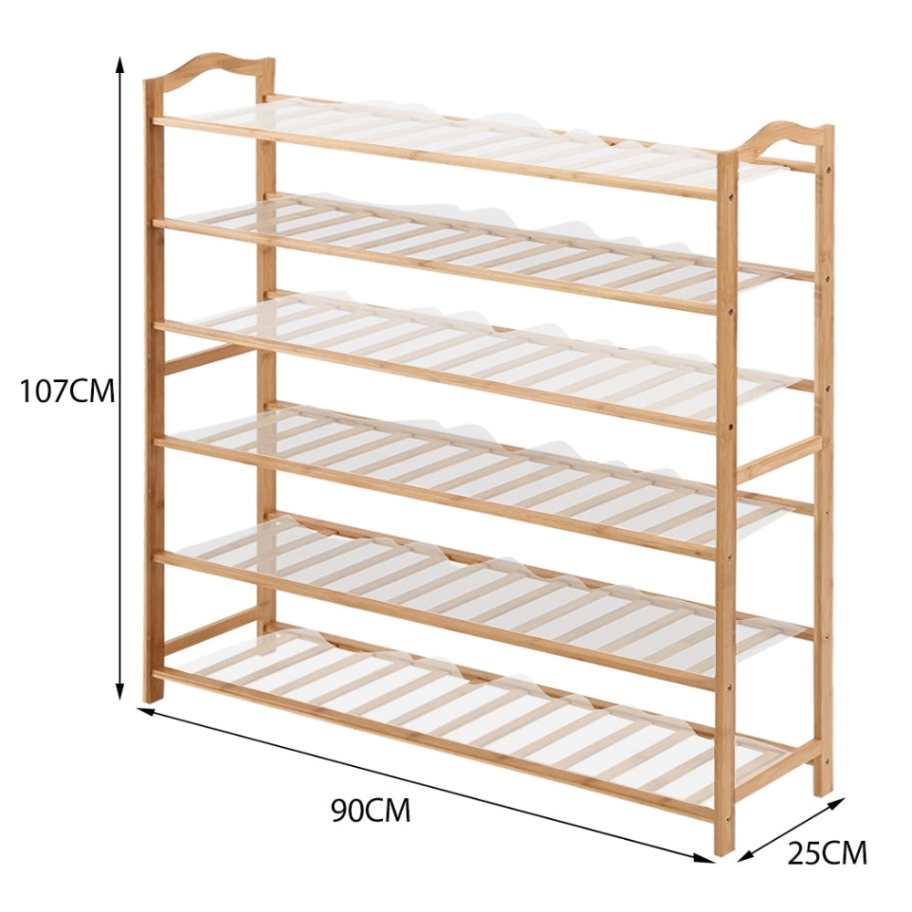Levede Bamboo Shoe Rack Storage Wooden Organizer Shelf Stand 6 Tiers Layers 90cm Cabinet Fast shipping On sale