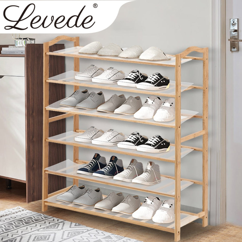 Levede Bamboo Shoe Rack Storage Wooden Organizer Shelf Stand 6 Tiers Layers 90cm Cabinet Fast shipping On sale