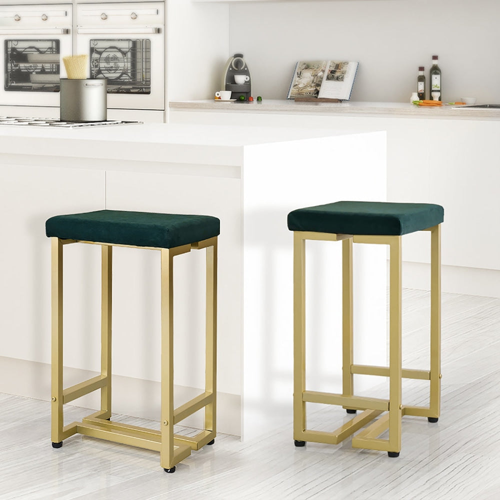 Levede Bar Stools Backless Velvet Upholstered Metal Kitchen Counter Chairs x2 Stool Fast shipping On sale