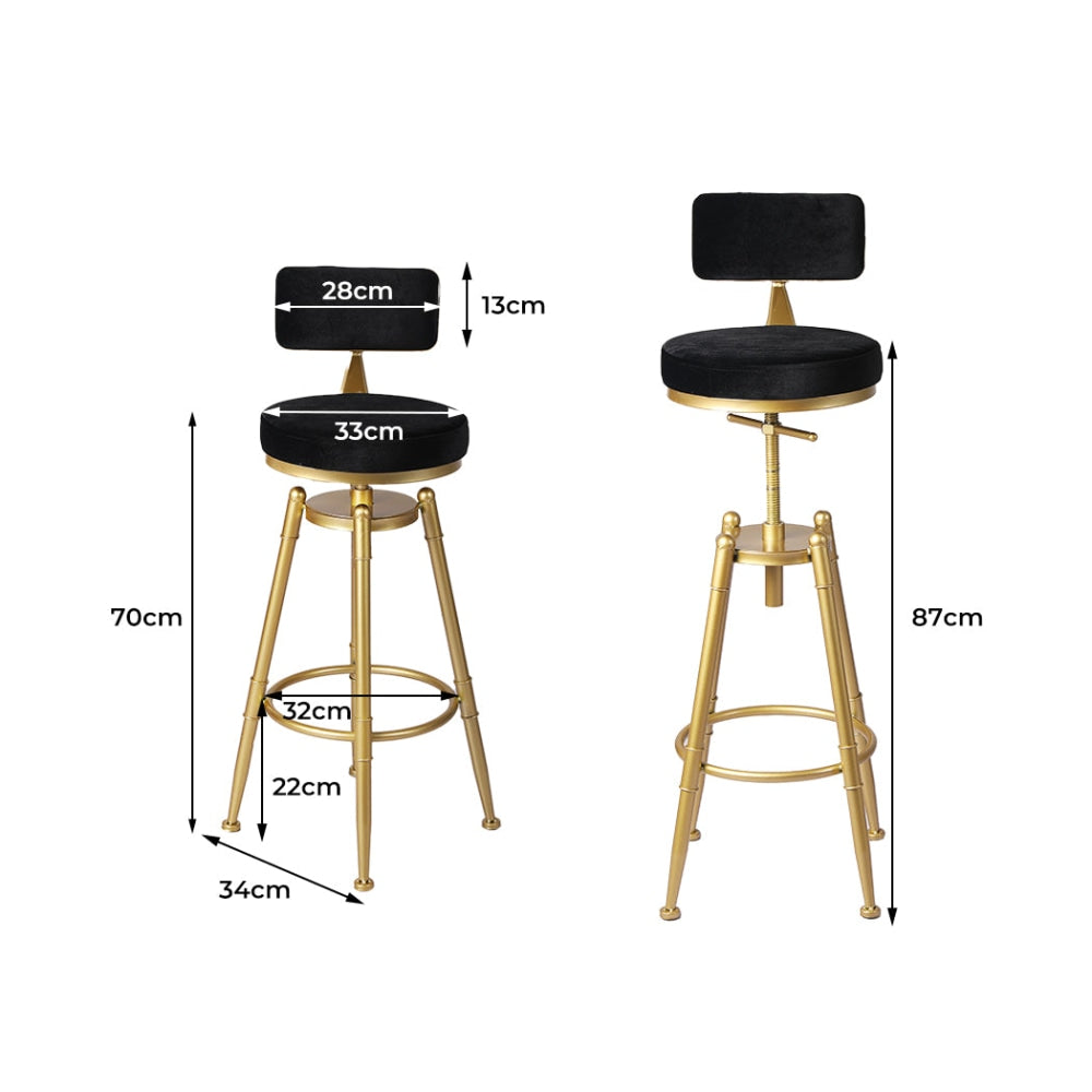 Levede Bar Stools Kitchen Stool Chair Swivel Barstools Velvet Padded Seat Black Fast shipping On sale