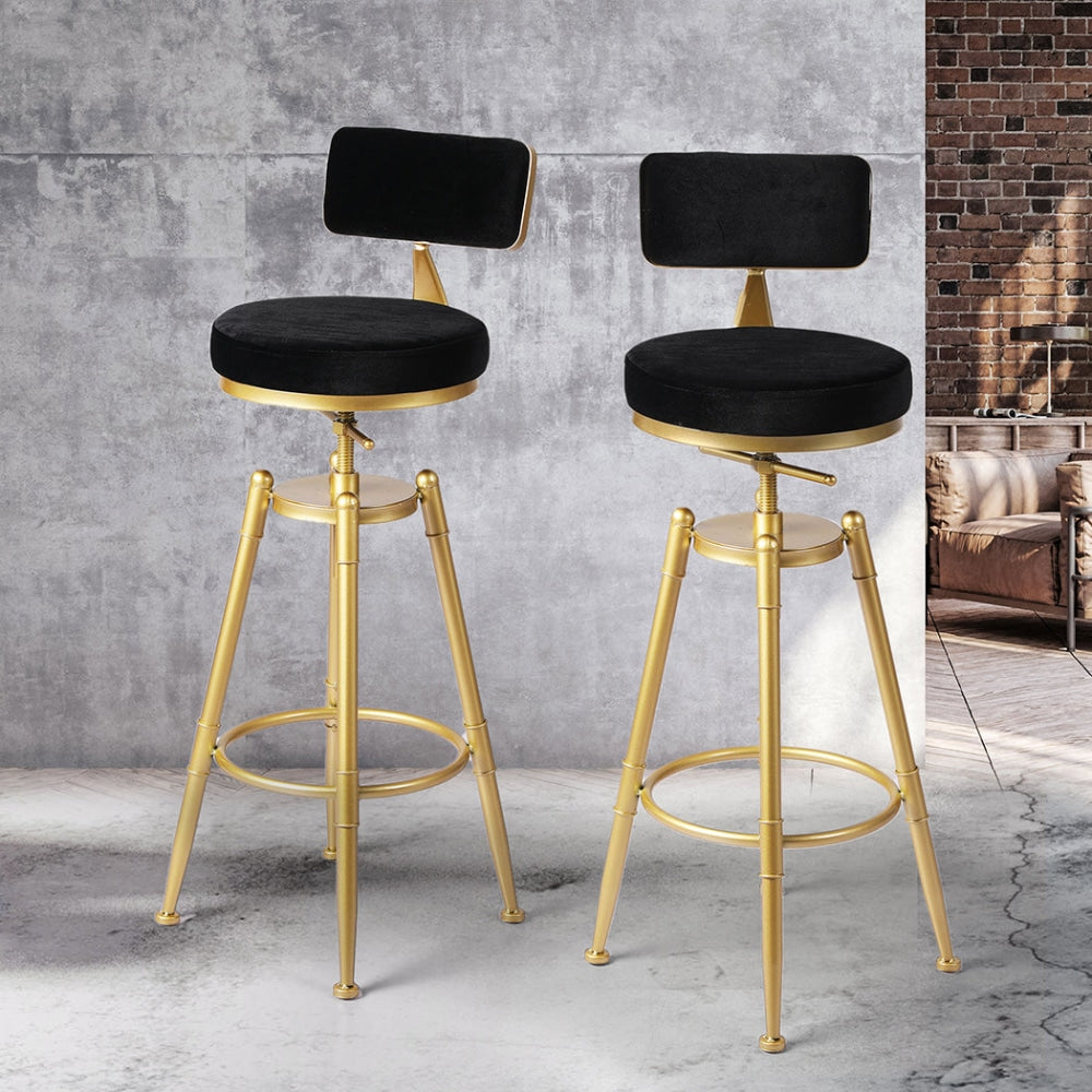 Levede Bar Stools Kitchen Stool Chair Swivel Barstools Velvet Padded Seat Black Fast shipping On sale