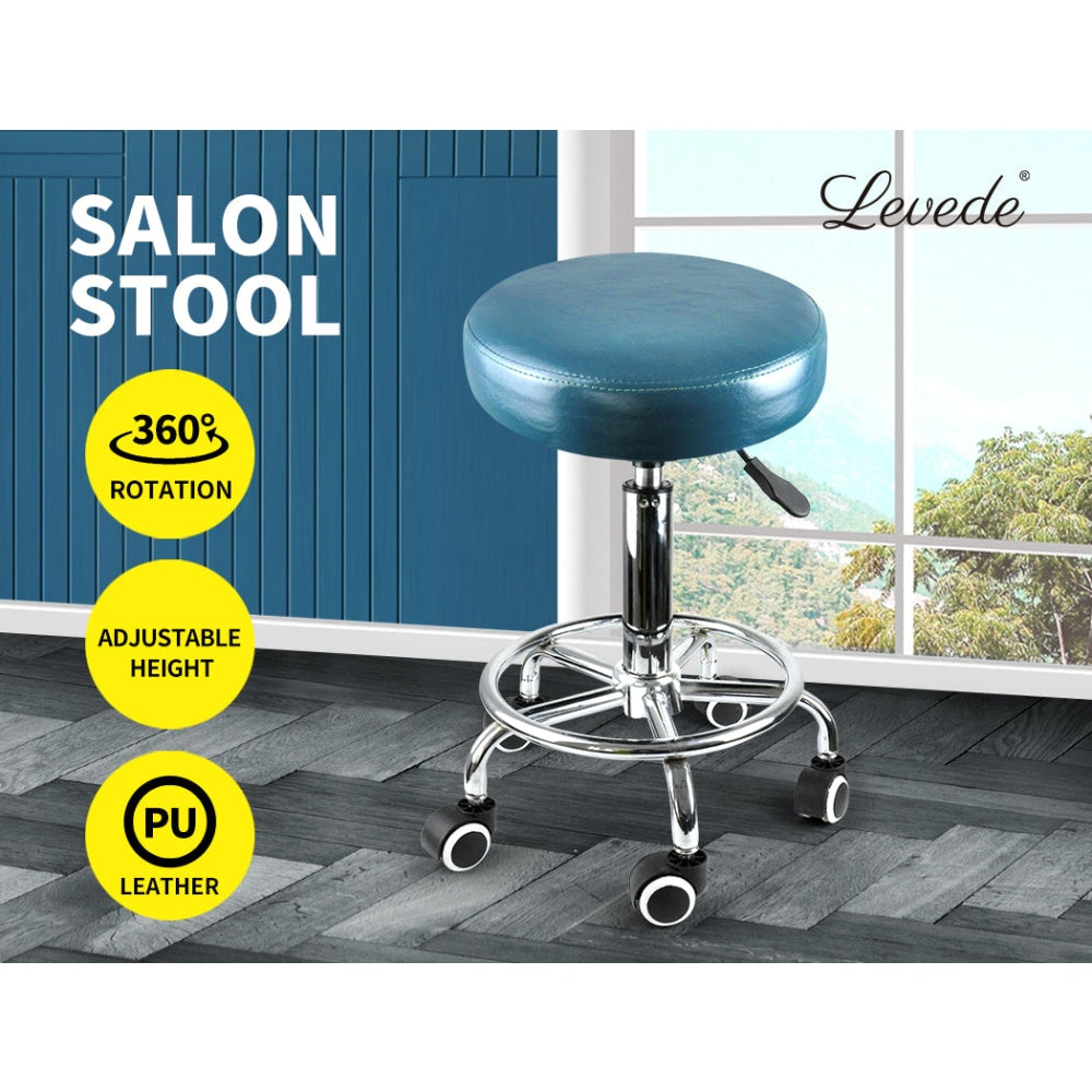 Levede Bar Stools Salon Stool Swivel Barber Dining Chair PU Hydraulic Lift Teal Fast shipping On sale