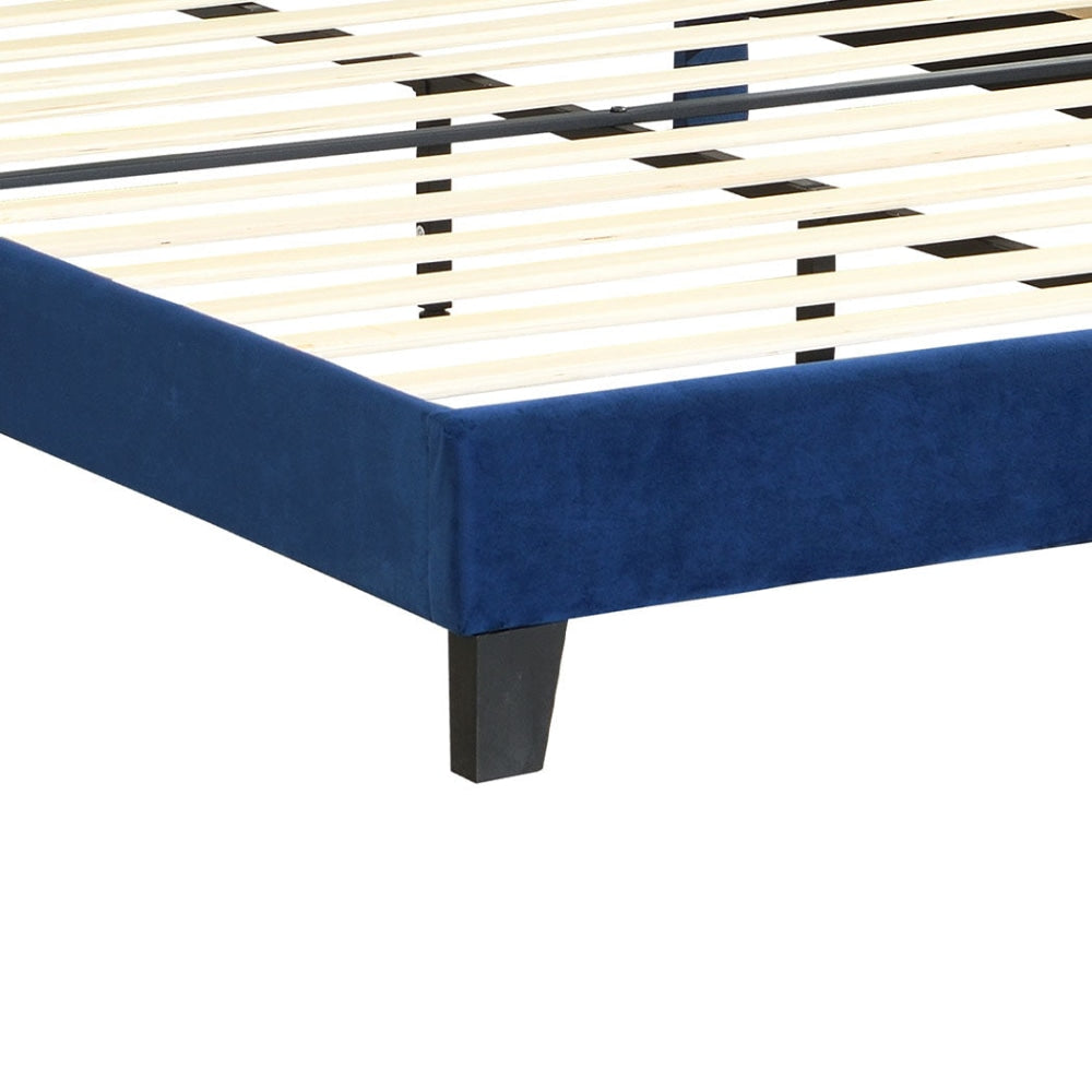 Levede Bed Frame Double Size Mattress Base Platform Wooden Velevt Headboard Blue Fast shipping On sale