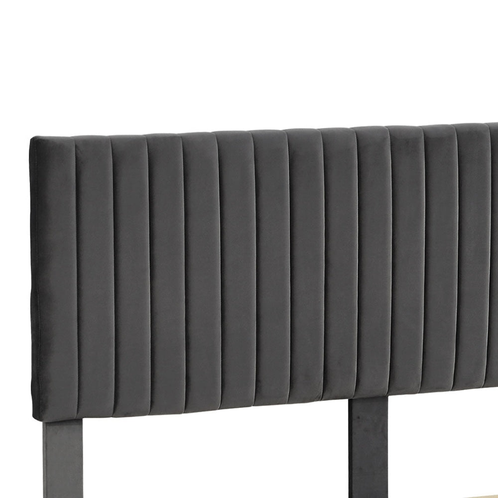 Levede Bed Frame Double Size Mattress Base Platform Wooden Velevt Headboard Grey Fast shipping On sale
