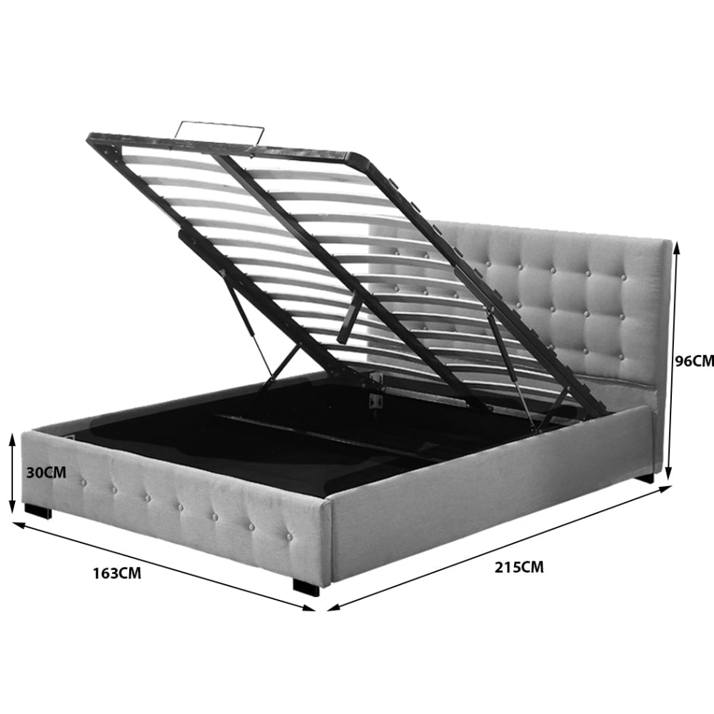 Levede Bed Frame Queen Size Mattress Platform Fabirc With Storage Gas Lift Fast shipping On sale