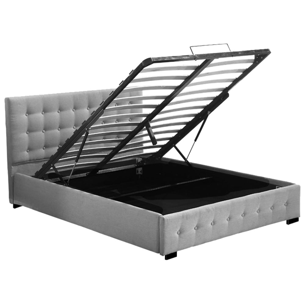 Levede Bed Frame Queen Size Mattress Platform Fabirc With Storage Gas Lift Fast shipping On sale