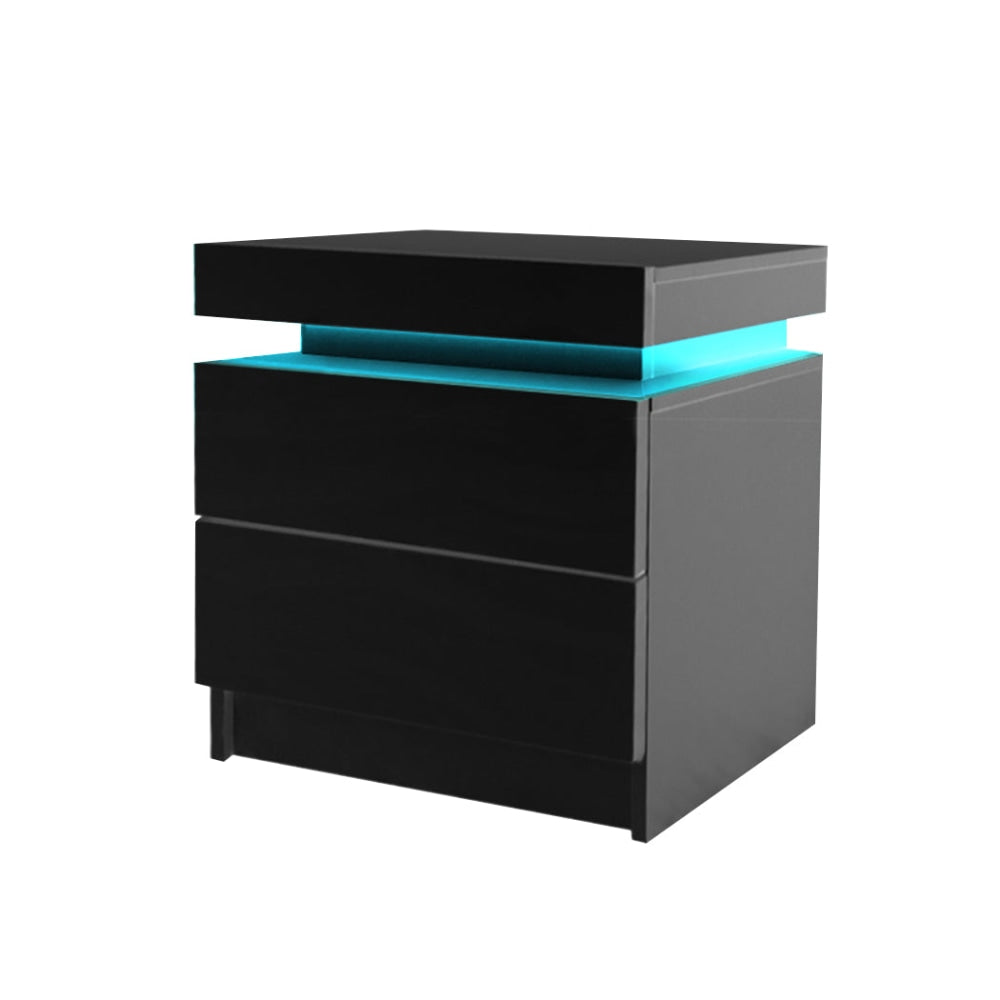 Levede Bedside Tables Drawers RGB LED Side Table High Gloss Nightstand Cabinet Fast shipping On sale