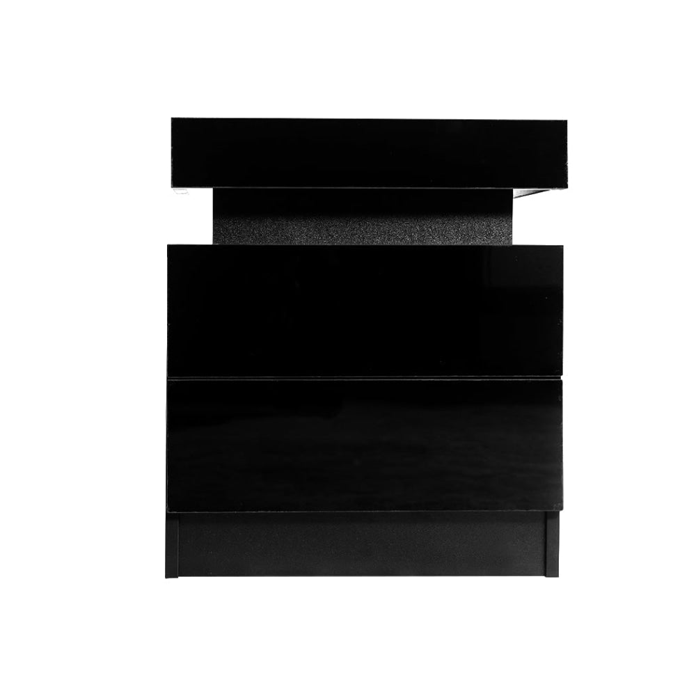 Levede Bedside Tables Drawers RGB LED Side Table High Gloss Nightstand Cabinet Fast shipping On sale