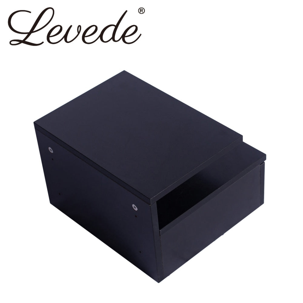 Levede Bedside Tables LED Side Table Storage Drawer Floating Nightstand Black X2 Fast shipping On sale