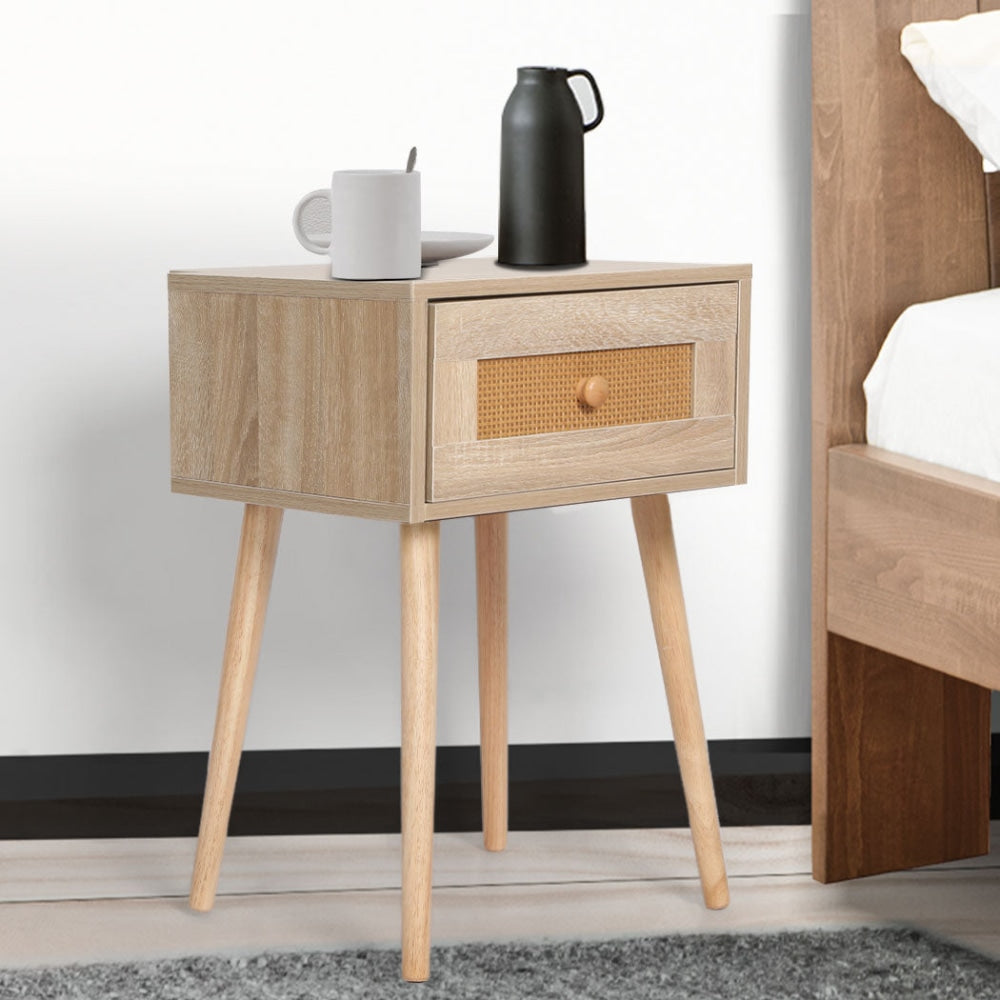 Levede Bedside Tables Rattan Wood Drawers Nightstand Storage Cabinet Bedroom Table Fast shipping On sale