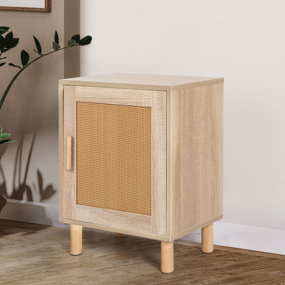 Levede Bedside Tables Rattan Wood Side Table Nightstand Storage Cabinet Bedroom Fast shipping On sale