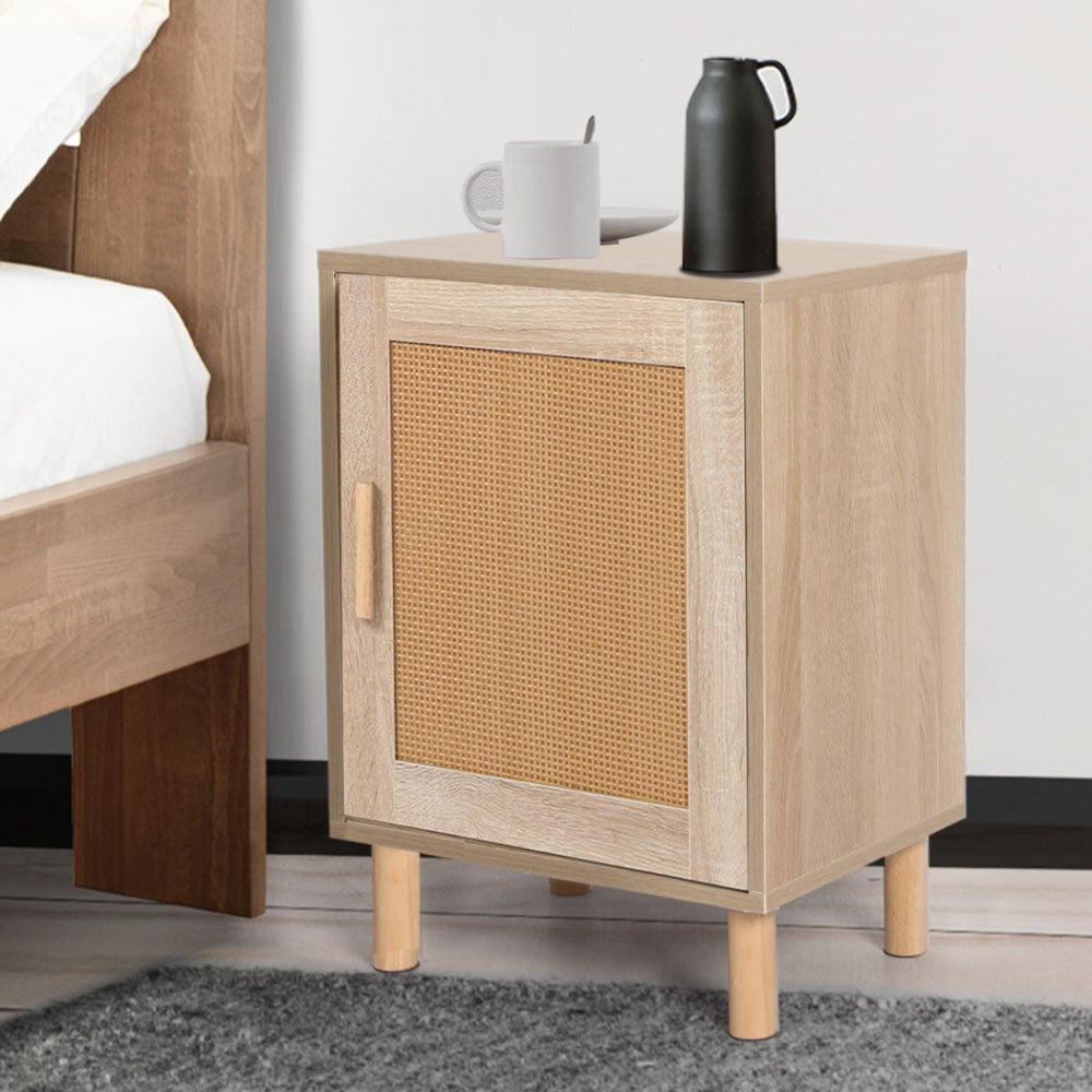 Levede Bedside Tables Rattan Wood Side Table Nightstand Storage Cabinet Bedroom Fast shipping On sale