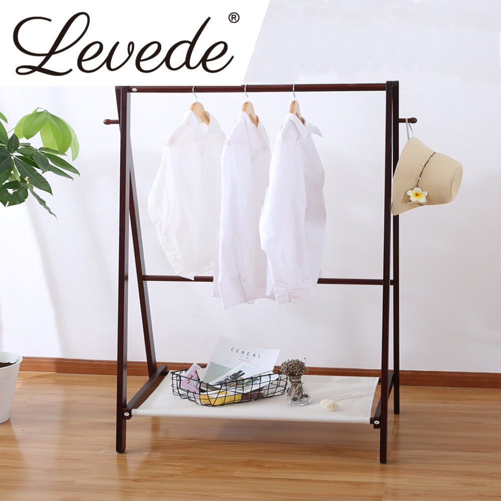 Levede Clothes Stand Garment Dyring Rack Hanger Organiser Wooden Free Standing Wardrobe Fast shipping On sale