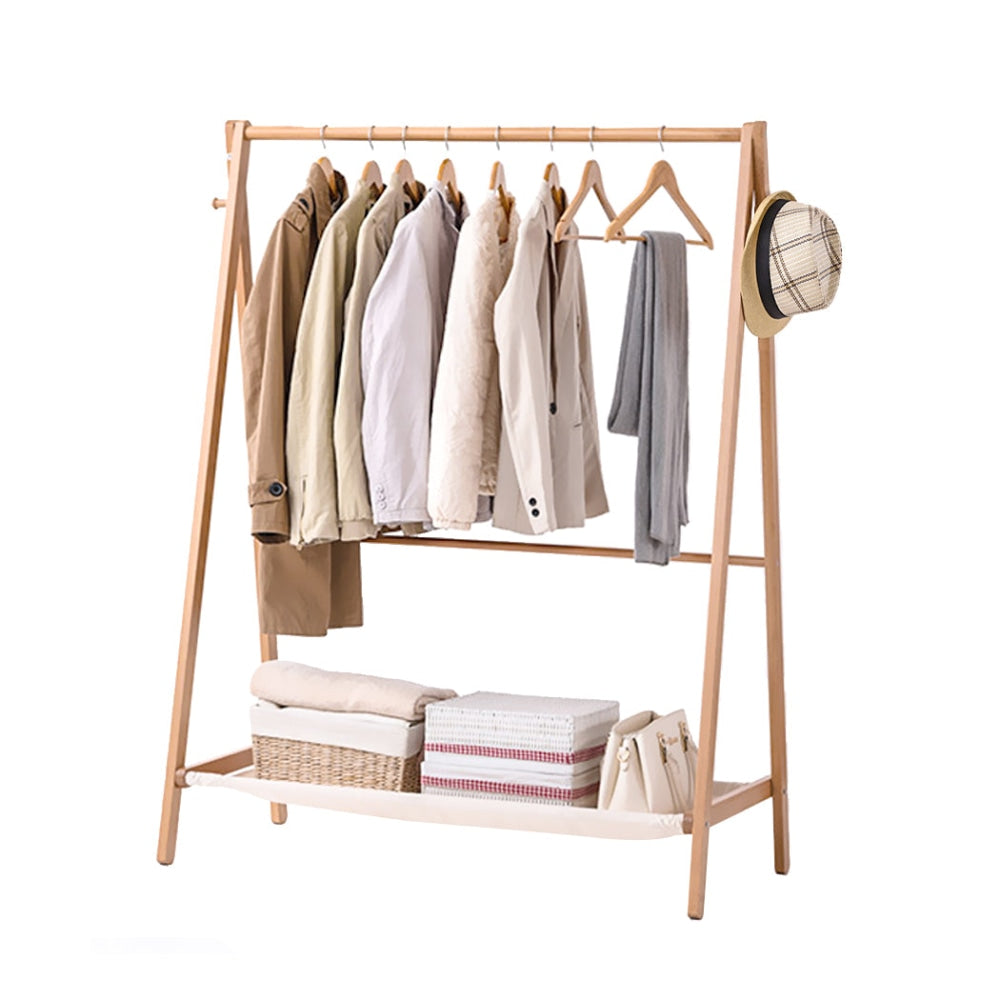 Levede Clothes Stand Garment Dyring Rack Hanger Organiser Wooden Rail Portable Wardrobe Fast shipping On sale