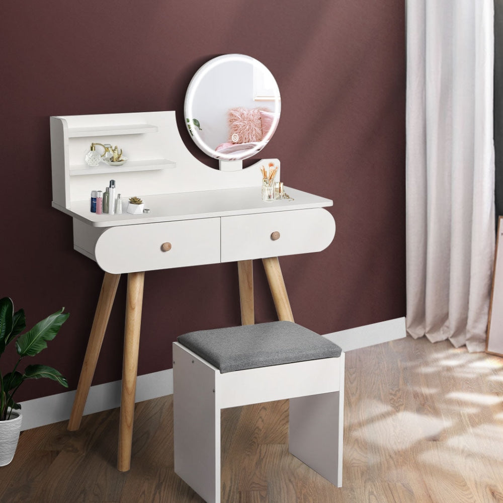 Levede Dressing Table Stool LED Mirror Jewellery Cabinet Makeup Storage 3 Colour Fast shipping On sale