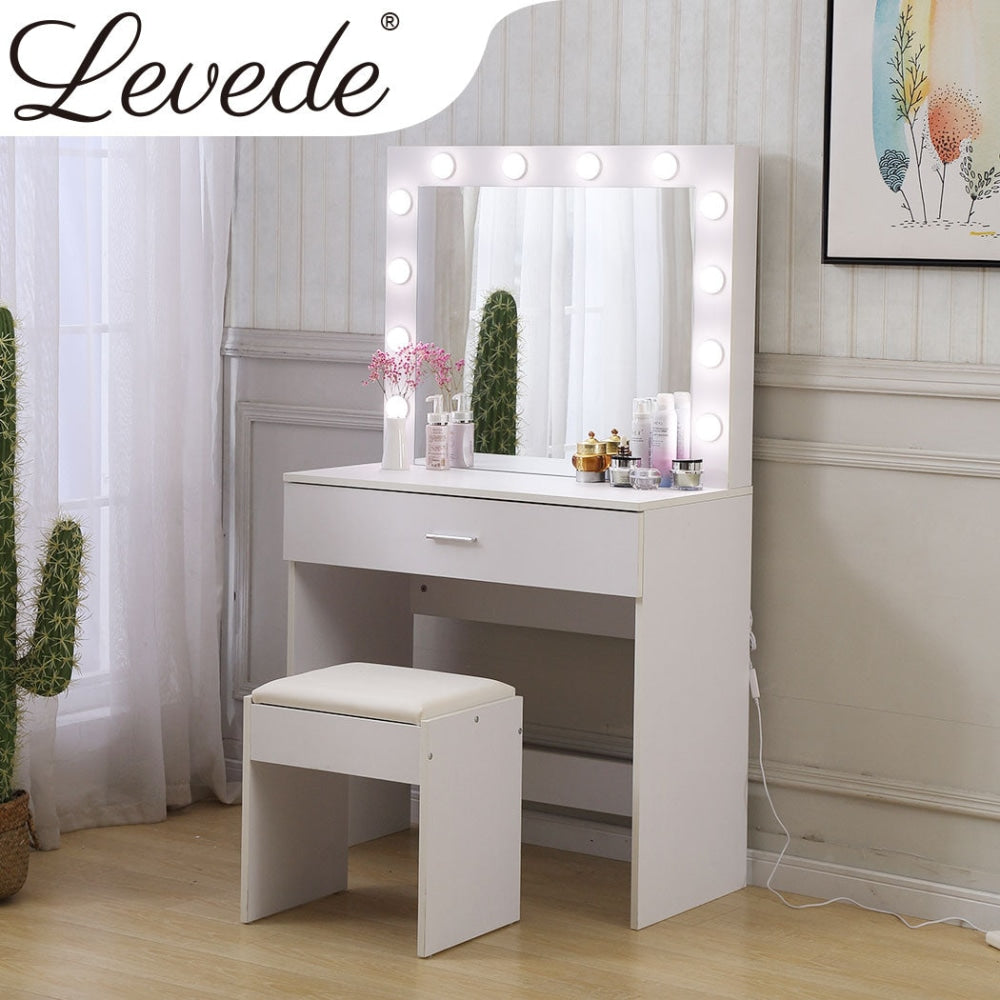 Levede Dressing Table tool Set LED Makeup Mirror Jewellery organizer Cabinet With 12 Bulbs Fast shipping On sale